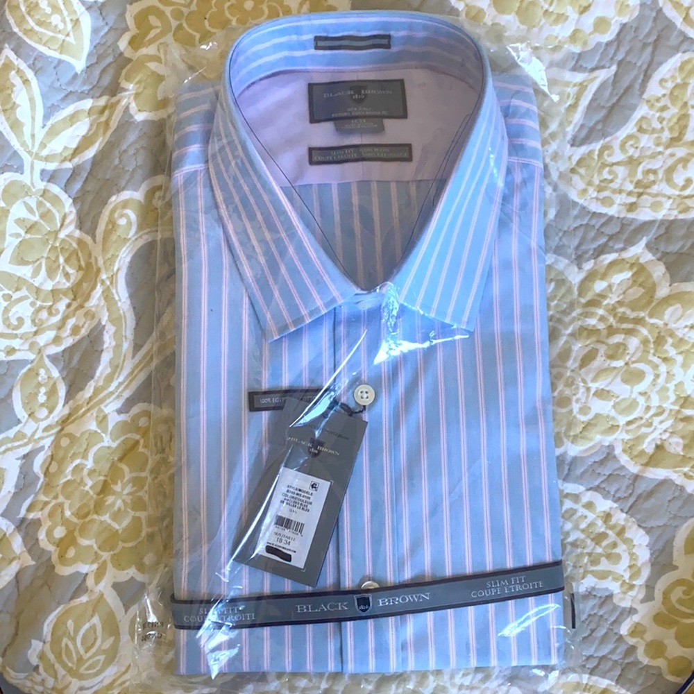 Black Brown 1826 Egyptian Cotton Slim Fit Dress Shirt